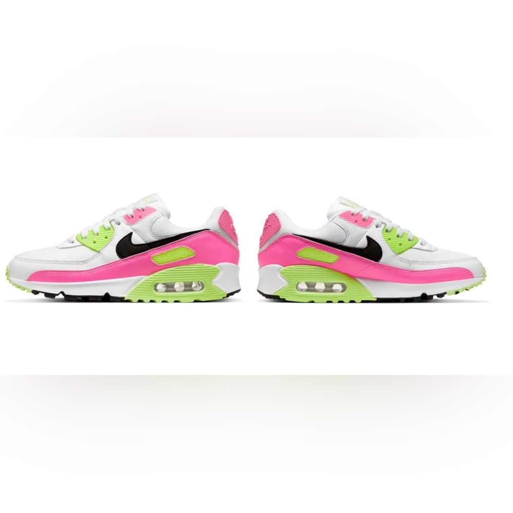 Women’s Air Max 90 white/black-pink blast-ghost green  size 7
